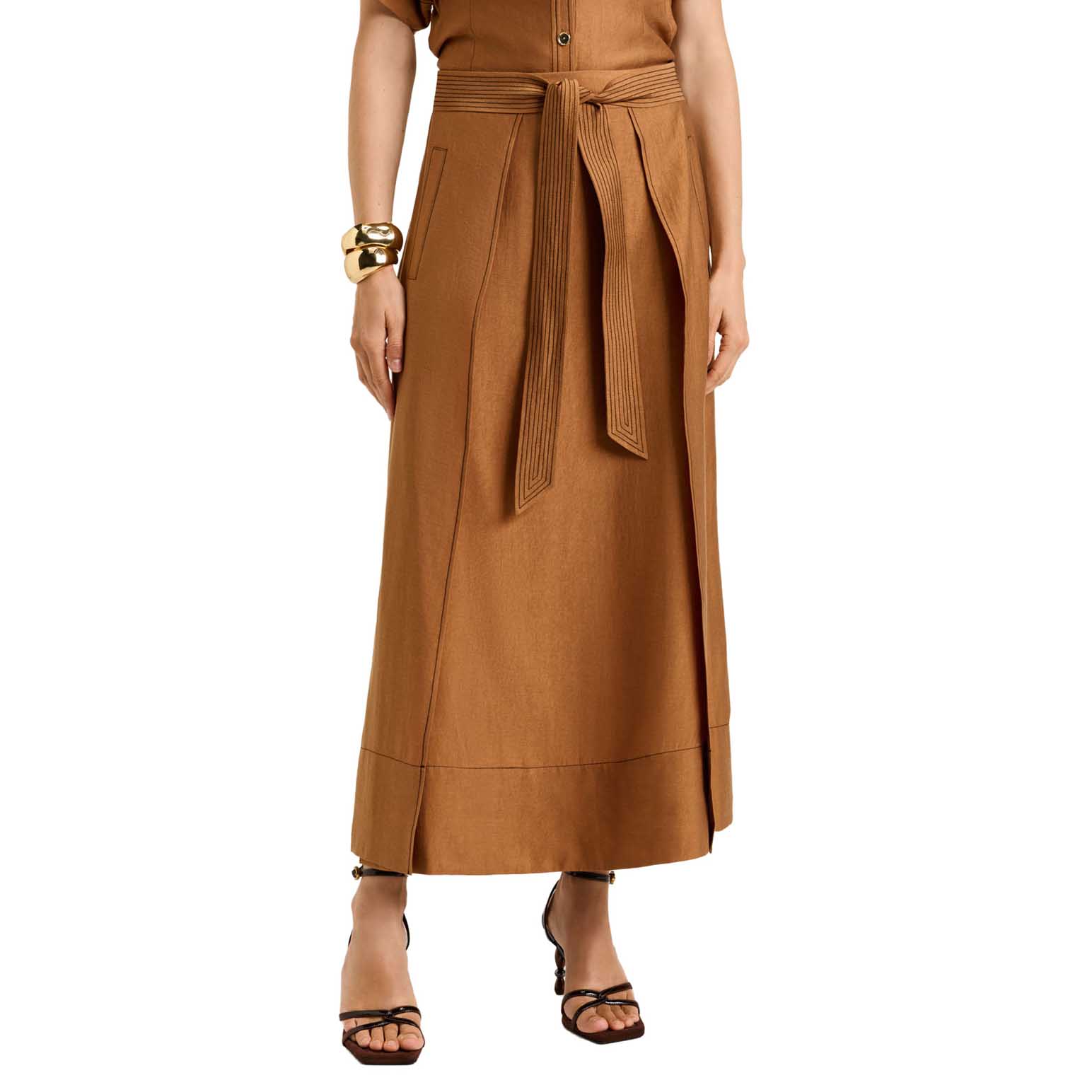 Veronika Maine Washer Lyocell Belted Midi Skirt